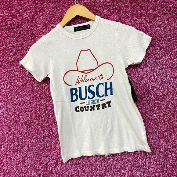 Welcome to Busch Light Country Cowboy Hat White T-Shirt XS - Picture 3 of 4